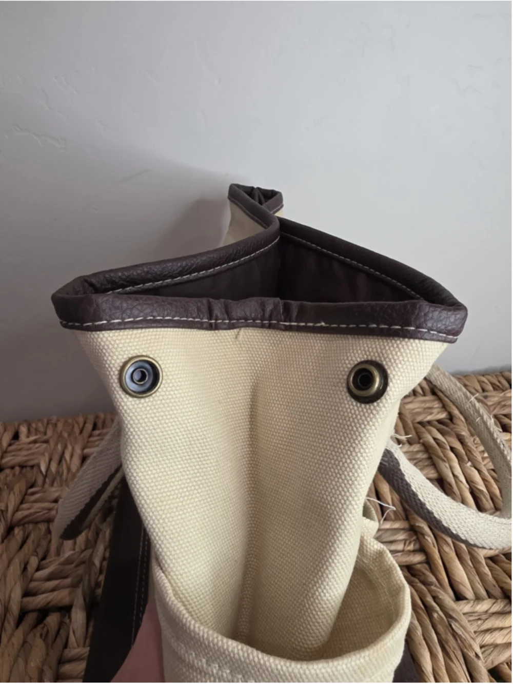 Picnic at Ascot Canvas Garden Tote Multi Pocket Tool Bag Cream Brown NWT 341WK
